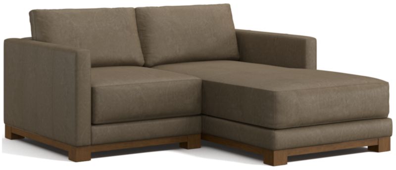 Gather Deep Wood Base Leather 2-Piece Chaise Sectional Sofa - image 0 of 7