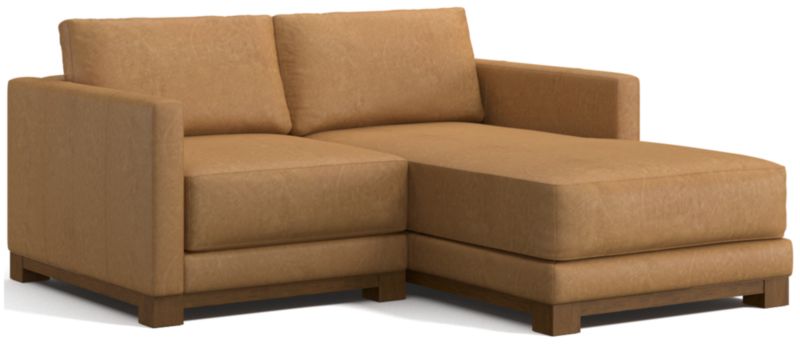 Gather Deep Wood Base Leather 2-Piece Chaise Sectional Sofa - image 0 of 7