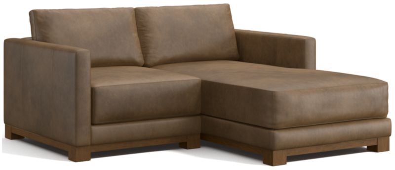 Gather Deep Wood Base Leather 2-Piece Chaise Sectional Sofa - image 0 of 7