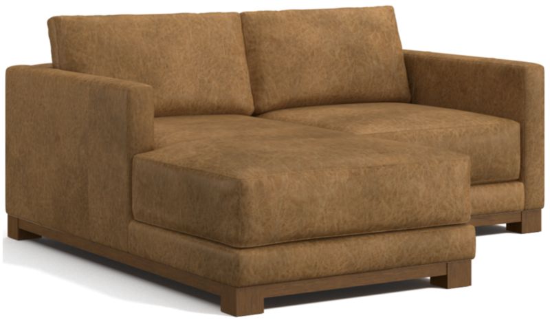 Gather Deep Wood Base Leather 2-Piece Chaise Sectional Sofa - image 0 of 7