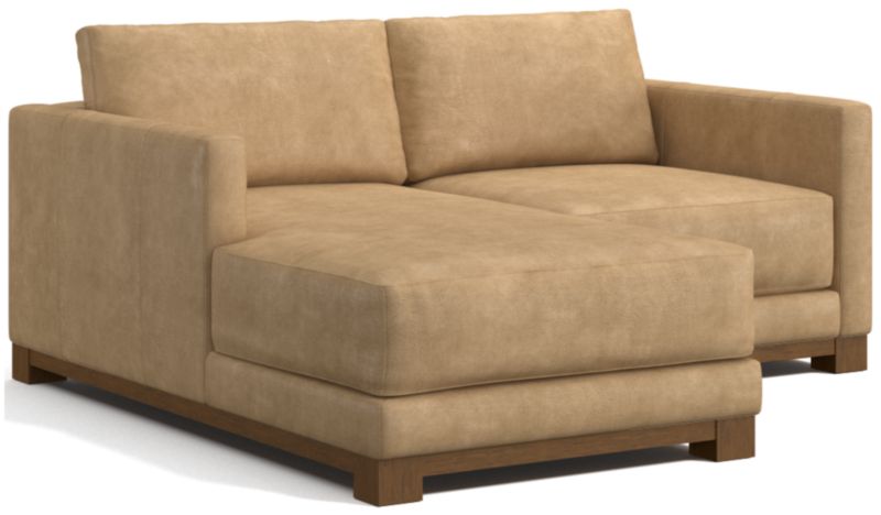 Gather Deep Wood Base Leather 2-Piece Chaise Sectional Sofa - image 0 of 7