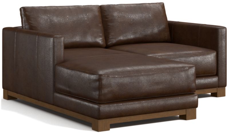 Gather Deep Wood Base Leather 2-Piece Chaise Sectional Sofa - image 0 of 7