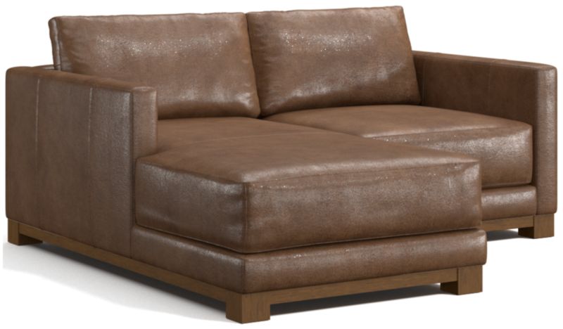 Gather Deep Wood Base Leather 2-Piece Chaise Sectional Sofa - image 0 of 7