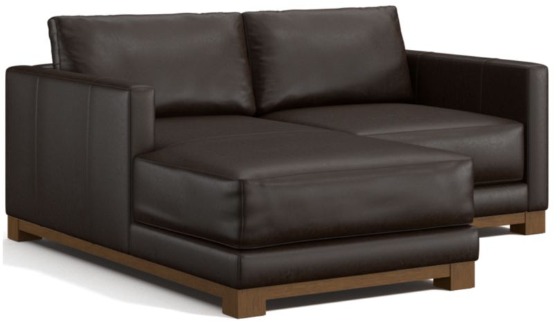 Gather Deep Wood Base Leather 2-Piece Chaise Sectional Sofa - image 0 of 7