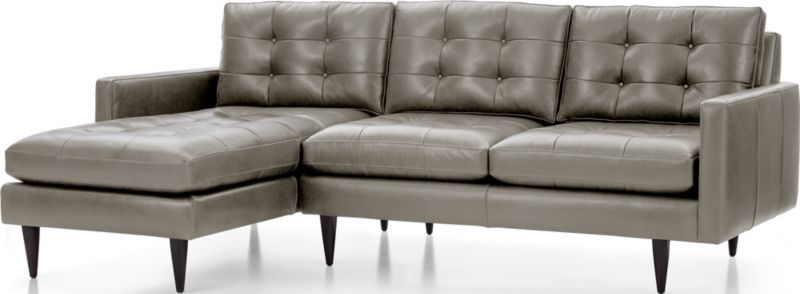 Petrie Leather 2-Piece Left-Arm Chaise Midcentury Sectional Sofa - image 0 of 5