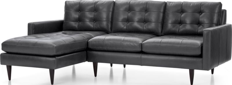 Petrie Leather 2-Piece Left-Arm Chaise Midcentury Sectional Sofa - image 0 of 5