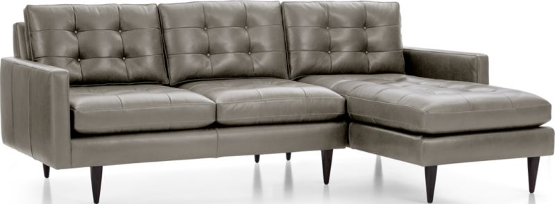 Petrie Leather 2-Piece Right-Arm Chaise Midcentury Sectional Sofa - image 0 of 5