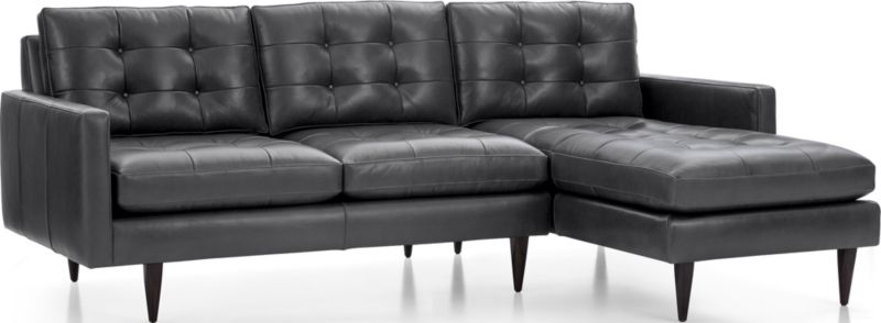 Petrie Leather 2-Piece Right-Arm Chaise Midcentury Sectional Sofa - image 0 of 5