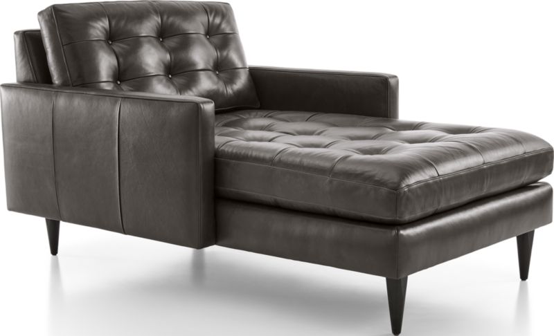 Petrie Leather Midcentury Chaise Lounge Reviews Crate Barrel