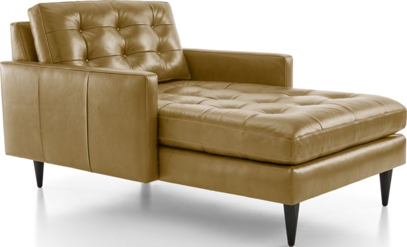 Petrie Leather Midcentury Chaise Lounge - image 0 of 6