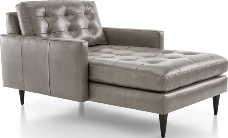 Petrie Leather Midcentury Chaise Lounge - image 0 of 6