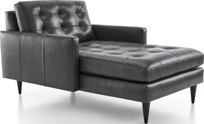 Petrie Leather Midcentury Chaise Lounge - image 0 of 6