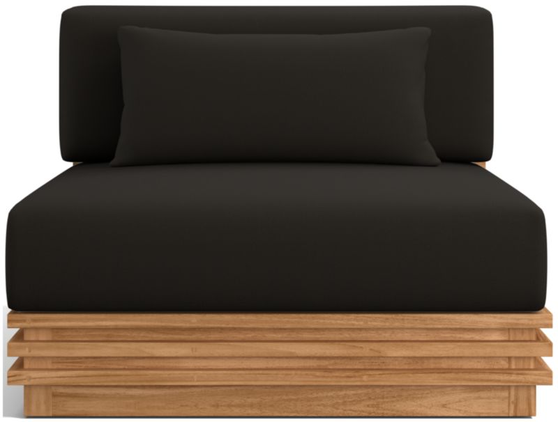 Viewing product image Batten Natural Teak Outdoor Armless Chair with Oat Cushions - image 1 of 11