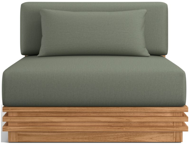 Viewing product image Batten Natural Teak Outdoor Armless Chair with Oat Cushions - image 1 of 11