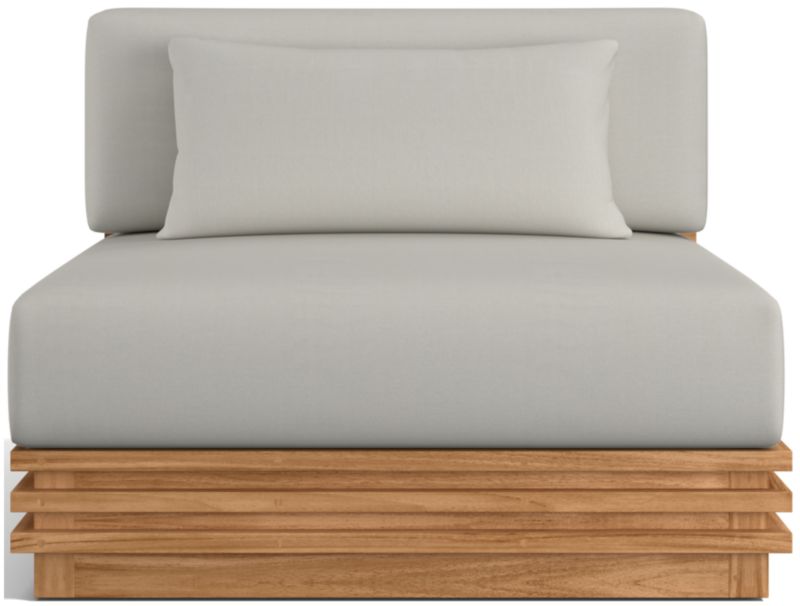 Viewing product image Batten Natural Teak Outdoor Armless Chair with Oat Cushions - image 1 of 11