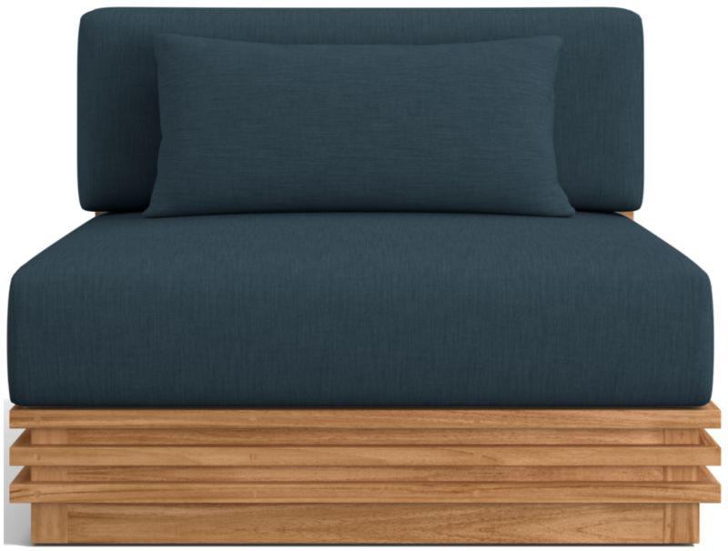 Viewing product image Batten Natural Teak Outdoor Armless Chair with Oat Cushions - image 1 of 11