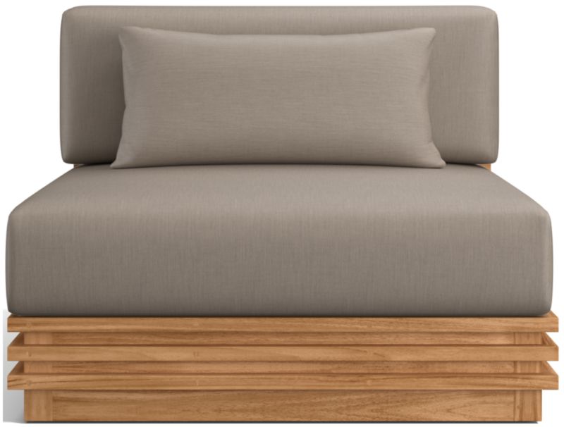 Viewing product image Batten Natural Teak Outdoor Armless Chair with Oat Cushions - image 1 of 11