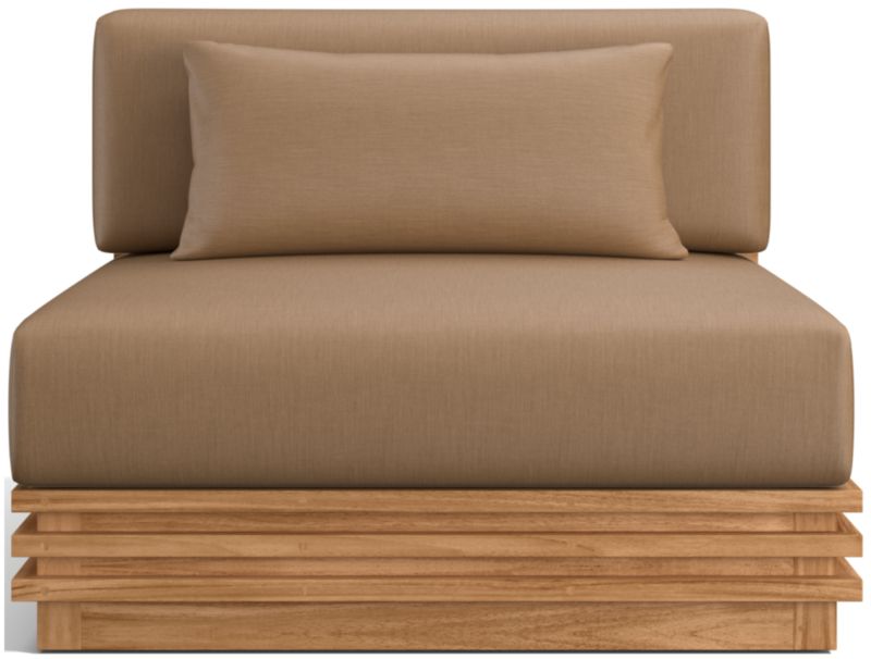 Viewing product image Batten Natural Teak Outdoor Armless Chair with Oat Cushions - image 1 of 11