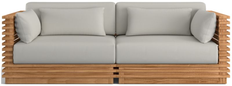 Viewing product image Batten 83" Natural Teak Outdoor Loveseat with Oat Cushions - image 1 of 11