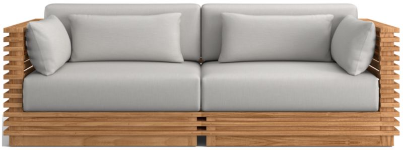 Viewing product image Batten 83" Natural Teak Outdoor Loveseat with Oat Cushions - image 1 of 11