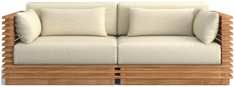 Batten 83" Natural Teak Outdoor Loveseat | Crate & Barrel
