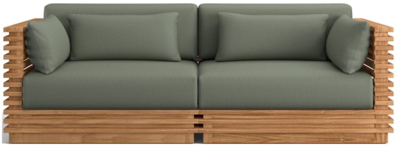Viewing product image Batten 83" Natural Teak Outdoor Loveseat with Oat Cushions - image 1 of 11