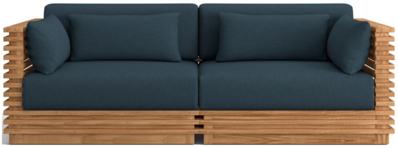 Viewing product image Batten 83" Natural Teak Outdoor Loveseat with Oat Cushions - image 1 of 11
