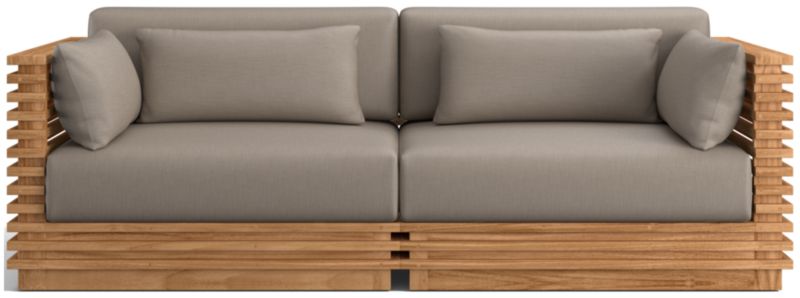 Viewing product image Batten 83" Natural Teak Outdoor Loveseat with Oat Cushions - image 1 of 11