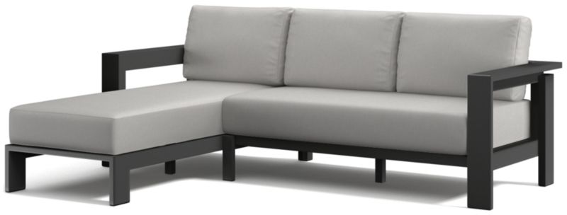 Viewing product image Walker 2-Piece Left-Arm Metal Chaise Outdoor Sectional with Canvas Charcoal Sunbrella ® Cushions - image 1 of 8