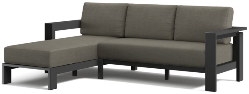 Viewing product image Walker 2-Piece Left-Arm Metal Chaise Outdoor Sectional with Canvas Charcoal Sunbrella ® Cushions - image 1 of 8