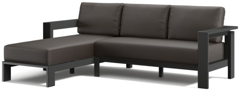 Viewing product image Walker 2-Piece Left-Arm Metal Chaise Outdoor Sectional with Canvas Charcoal Sunbrella ® Cushions - image 1 of 15
