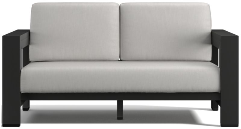 Viewing product image Walker 63" Metal Outdoor Loveseat with Canvas Charcoal Sunbrella ® Cushions - image 1 of 11