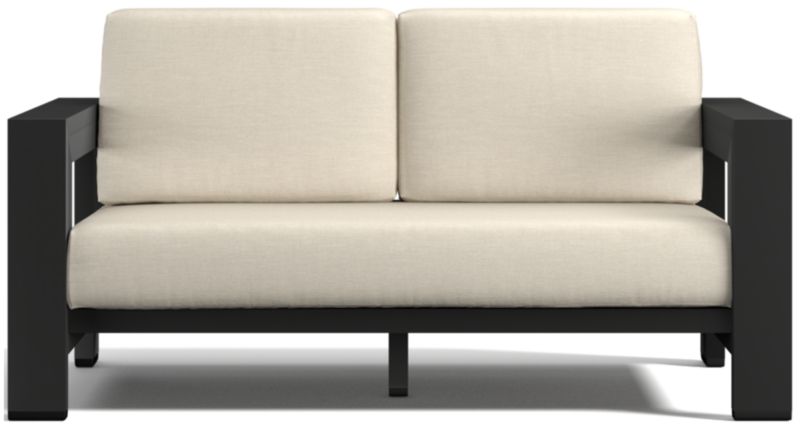 Viewing product image Walker 63" Metal Outdoor Loveseat with Canvas Charcoal Sunbrella ® Cushions - image 1 of 11