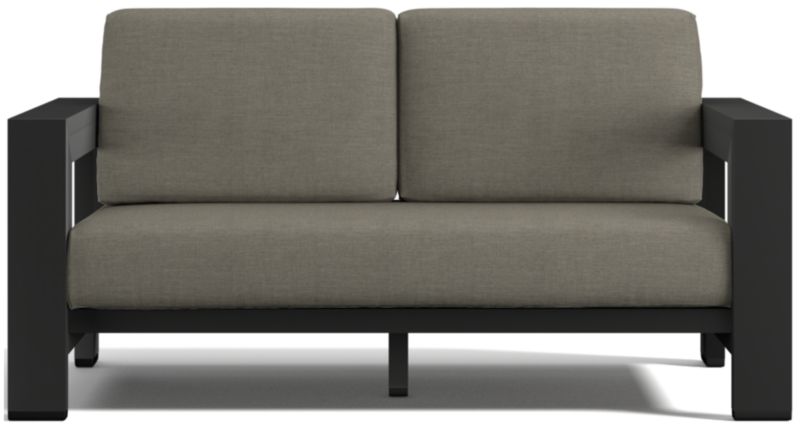 Viewing product image Walker 63" Metal Outdoor Loveseat with Canvas Charcoal Sunbrella ® Cushions - image 1 of 11