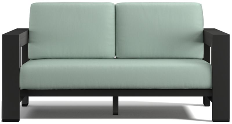 Viewing product image Walker 63" Metal Outdoor Loveseat with Canvas Charcoal Sunbrella ® Cushions - image 1 of 11