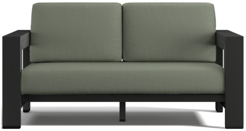 Viewing product image Walker 63" Metal Outdoor Loveseat with Canvas Charcoal Sunbrella ® Cushions - image 1 of 11