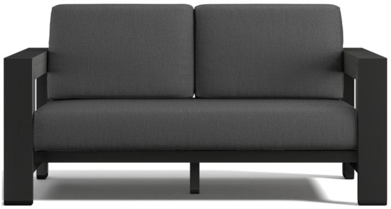 Viewing product image Walker 63" Metal Outdoor Loveseat with Canvas Charcoal Sunbrella ® Cushions - image 1 of 11