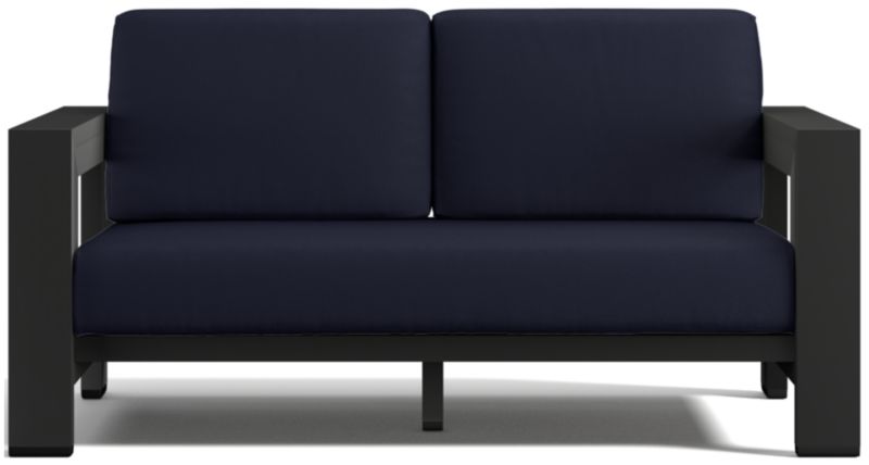 Viewing product image Walker 63" Metal Outdoor Loveseat with Canvas Charcoal Sunbrella ® Cushions - image 1 of 11