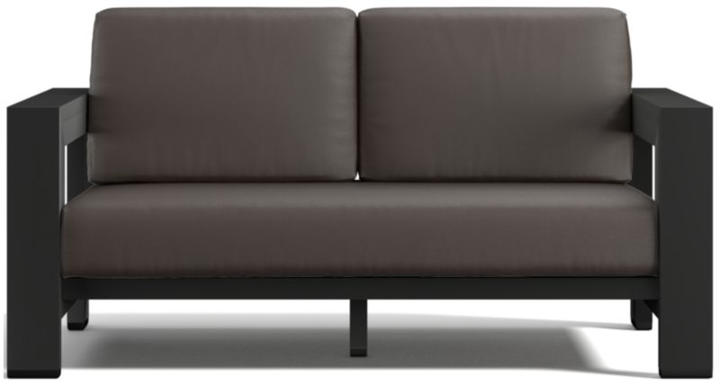 Viewing product image Walker 63" Metal Outdoor Loveseat with Canvas Charcoal Sunbrella ® Cushions - image 1 of 11