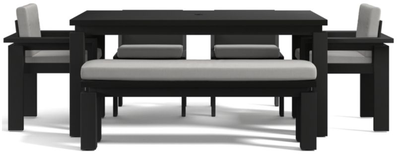 Viewing product image Walker 68" Metal Outdoor Dining Table Set with Canvas Charcoal Sunbrella ® Cushions - image 1 of 7