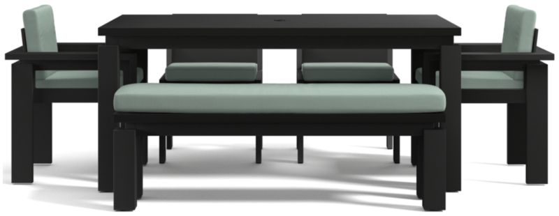 Viewing product image Walker 68" Metal Outdoor Dining Table Set with Canvas Charcoal Sunbrella ® Cushions - image 1 of 12