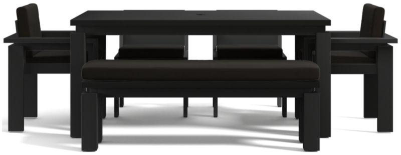 Viewing product image Walker 68" Metal Outdoor Dining Table Set with Canvas Charcoal Sunbrella ® Cushions - image 1 of 12