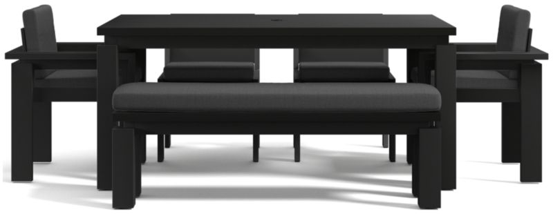 Viewing product image Walker 68" Metal Outdoor Dining Table Set with Canvas Charcoal Sunbrella ® Cushions - image 1 of 7