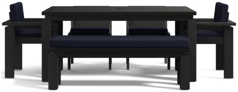 Viewing product image Walker 68" Metal Outdoor Dining Table Set with Canvas Charcoal Sunbrella ® Cushions - image 1 of 12