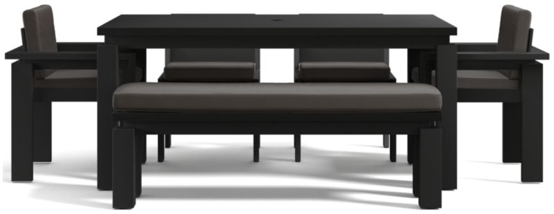 Viewing product image Walker 68" Metal Outdoor Dining Table Set with Canvas Charcoal Sunbrella ® Cushions - image 1 of 7