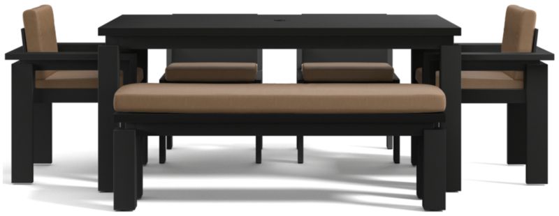 Viewing product image Walker 68" Metal Outdoor Dining Table Set with Canvas Charcoal Sunbrella ® Cushions - image 1 of 12