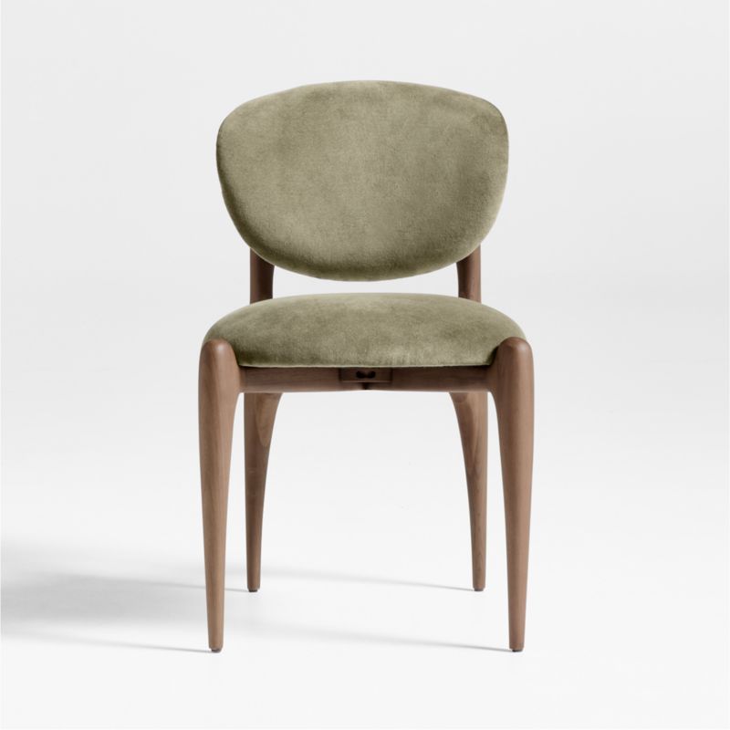 【12月スーパーSALE 15%OFF】 Olive Via Green + Chair Side Dining Wood Walnut Velvet 椅子