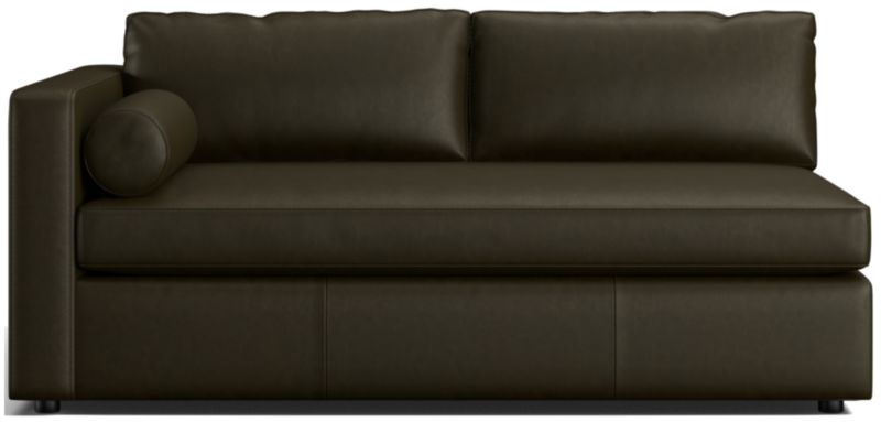 Aris Deep Leather Left-Arm Bench Sofa Sectional Piece + Reviews | Crate ...