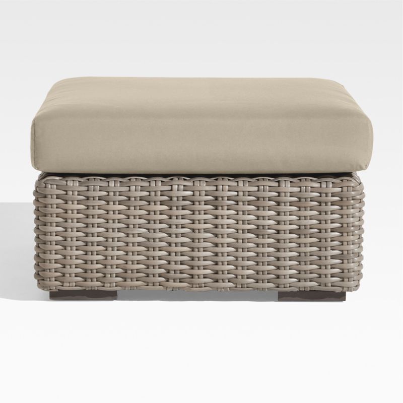 Viewing product image Abaco Resin Wicker Outdoor Ottoman with Canvas Natural Sunbrella ® Cushion - image 1 of 8