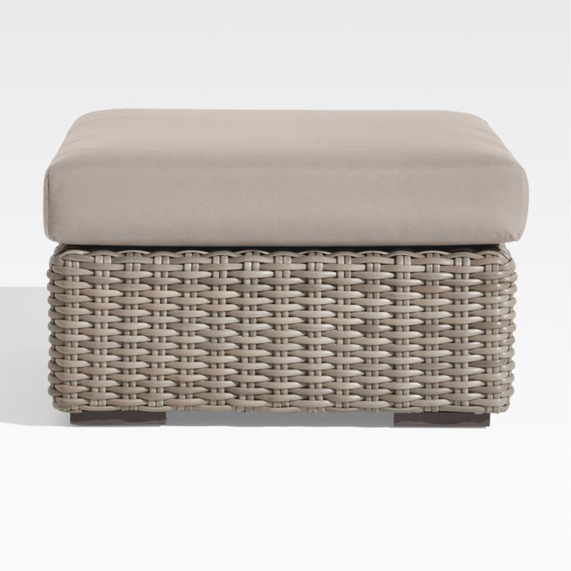 Viewing product image Abaco Resin Wicker Outdoor Ottoman with Canvas Natural Sunbrella ® Cushion - image 1 of 8